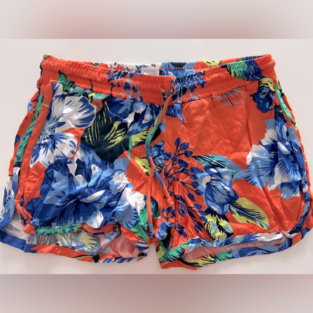 orange mini shorts by Perim indústria brasiliera,summer , beach,floral,tropical